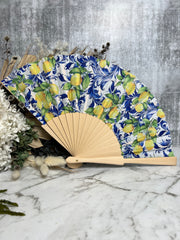 Mediterranean Print Bamboo Fan