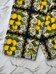 Sicilian Italian Kitchen Towel | Mediterranean Tile Print Towel