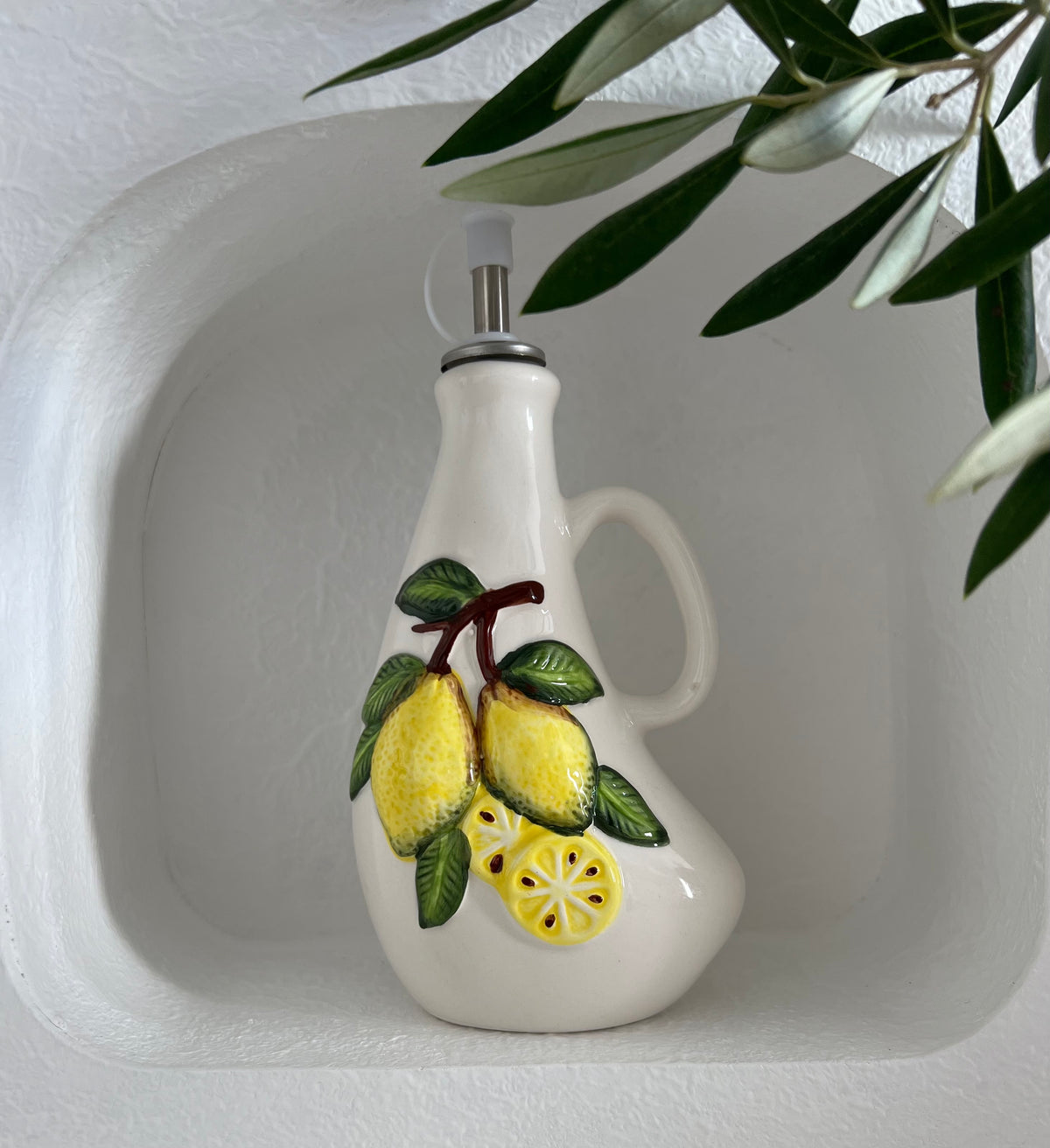 Italian Ceramic Curved Oil Pourer | Olive Oil Pourer