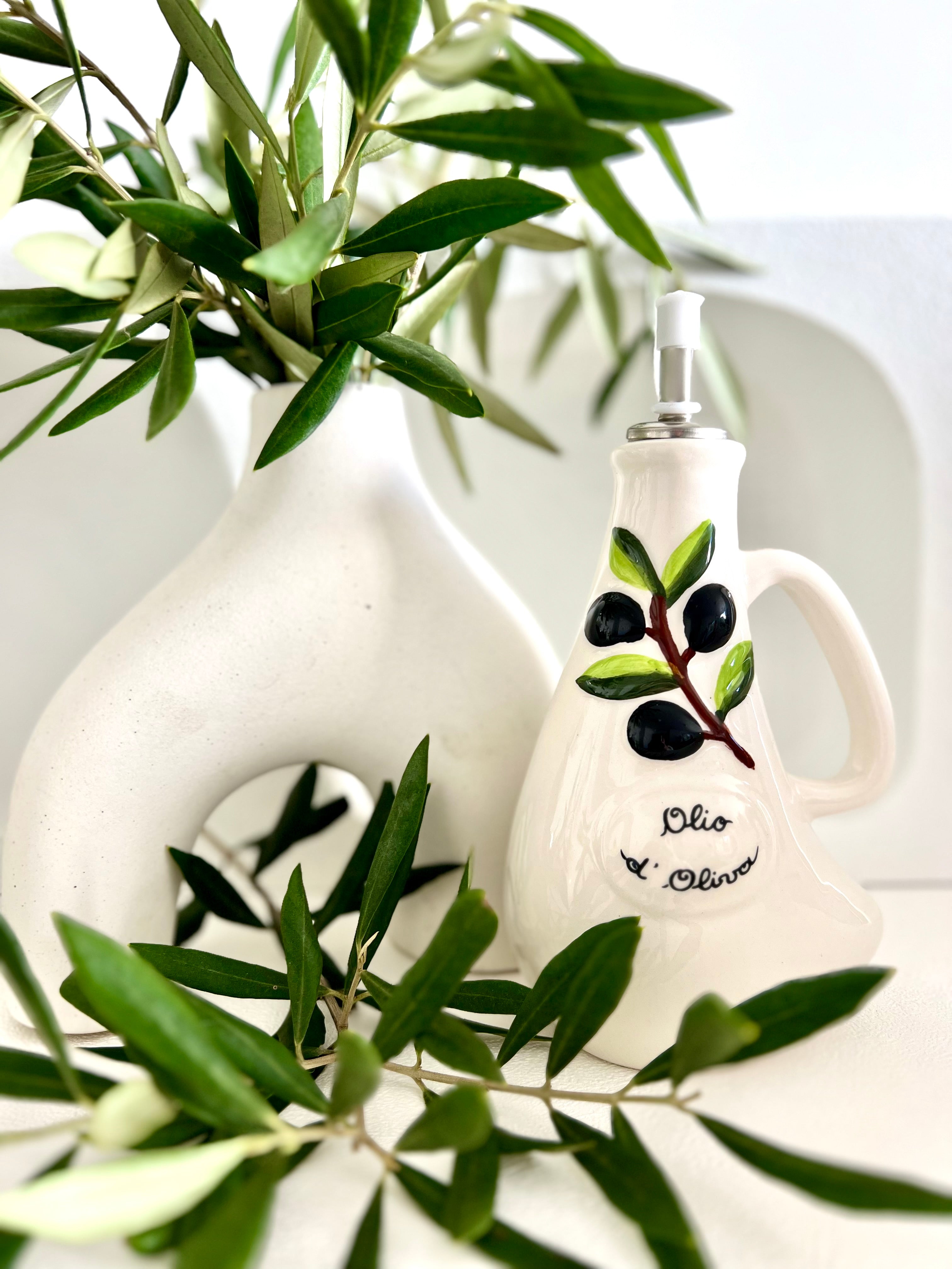 Italian Ceramic Curved Oil Pourer | Olive Oil Pourer