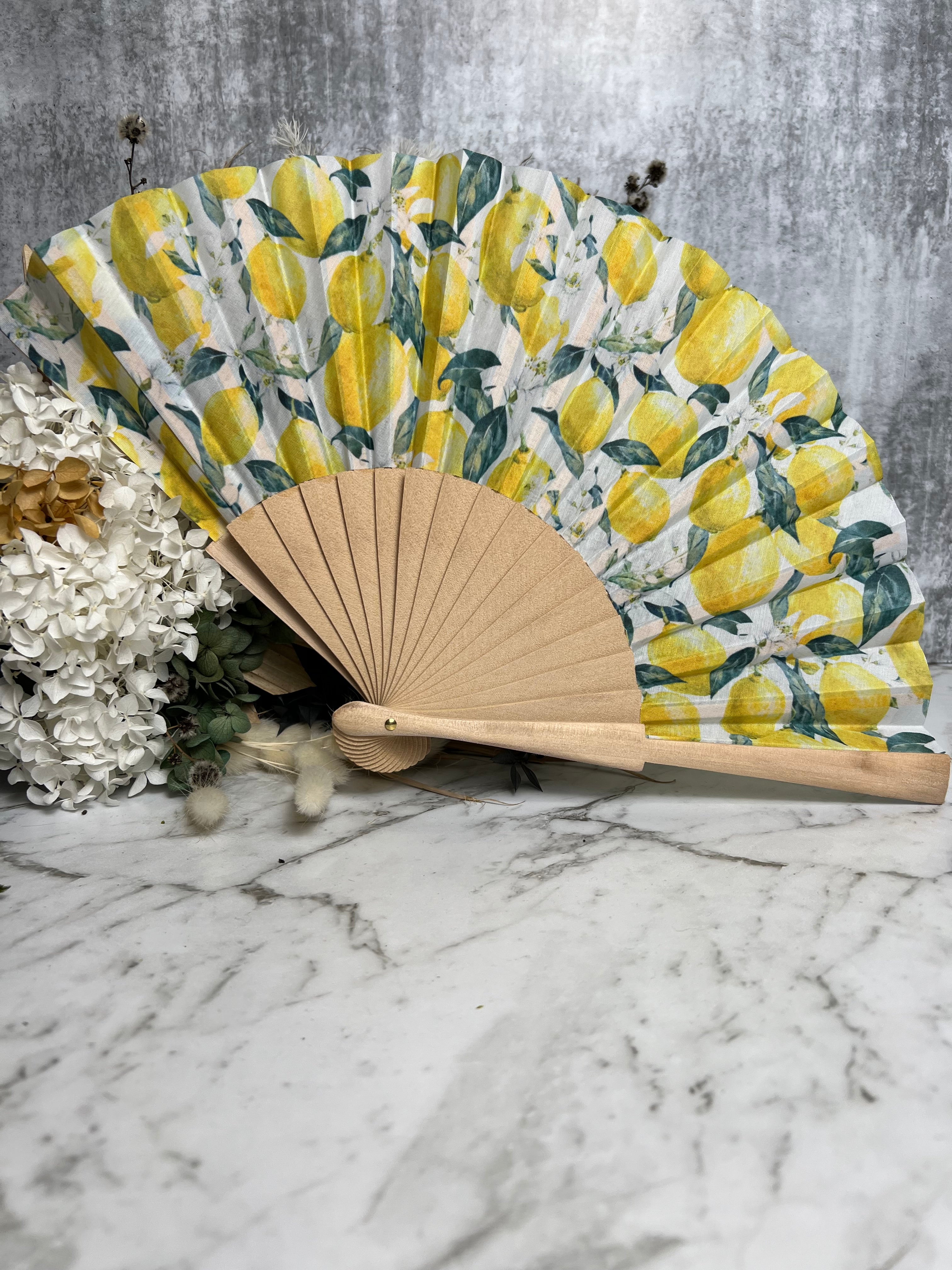 Mediterranean Print Bamboo Fan