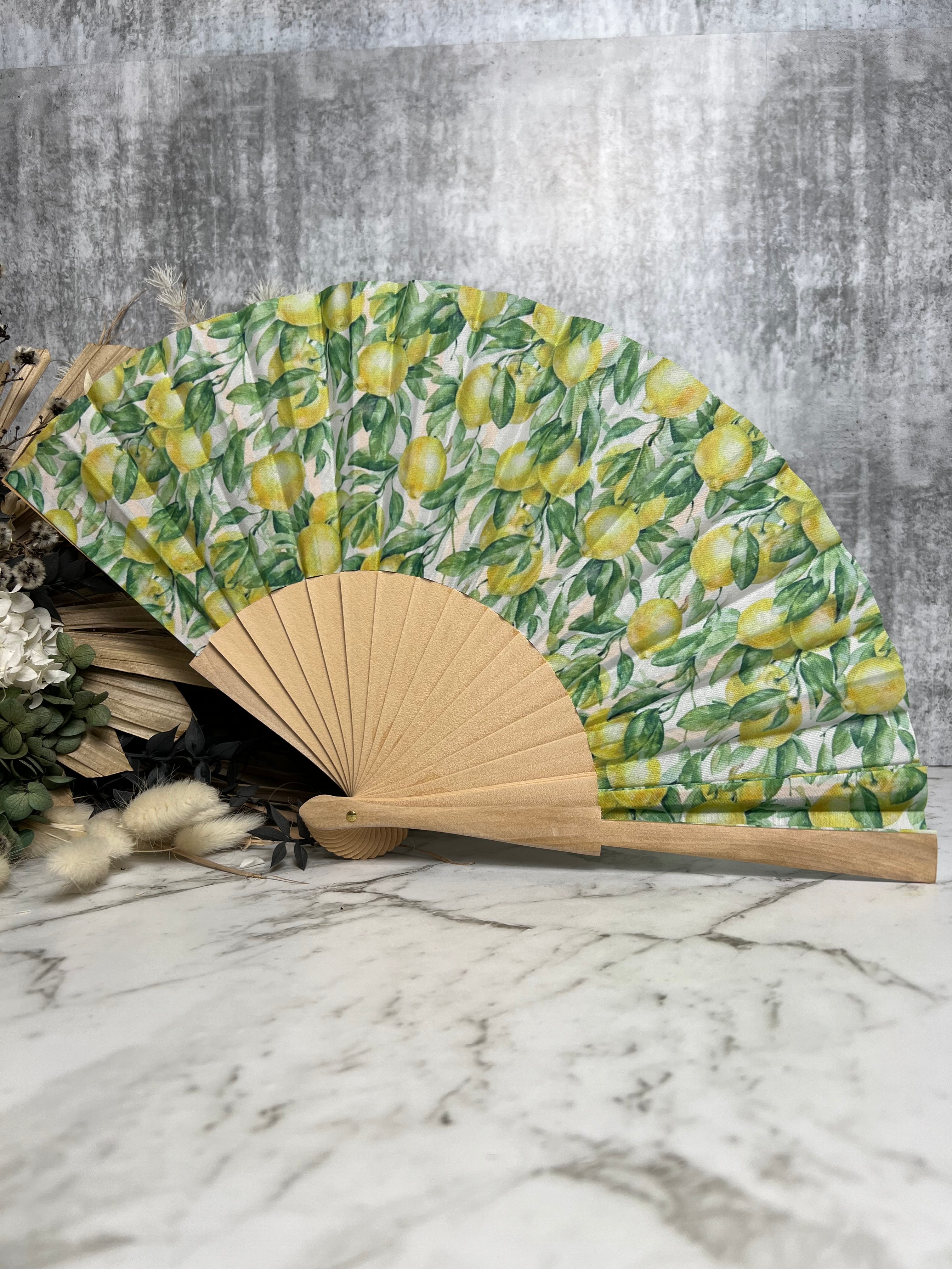 Mediterranean Print Bamboo Fan