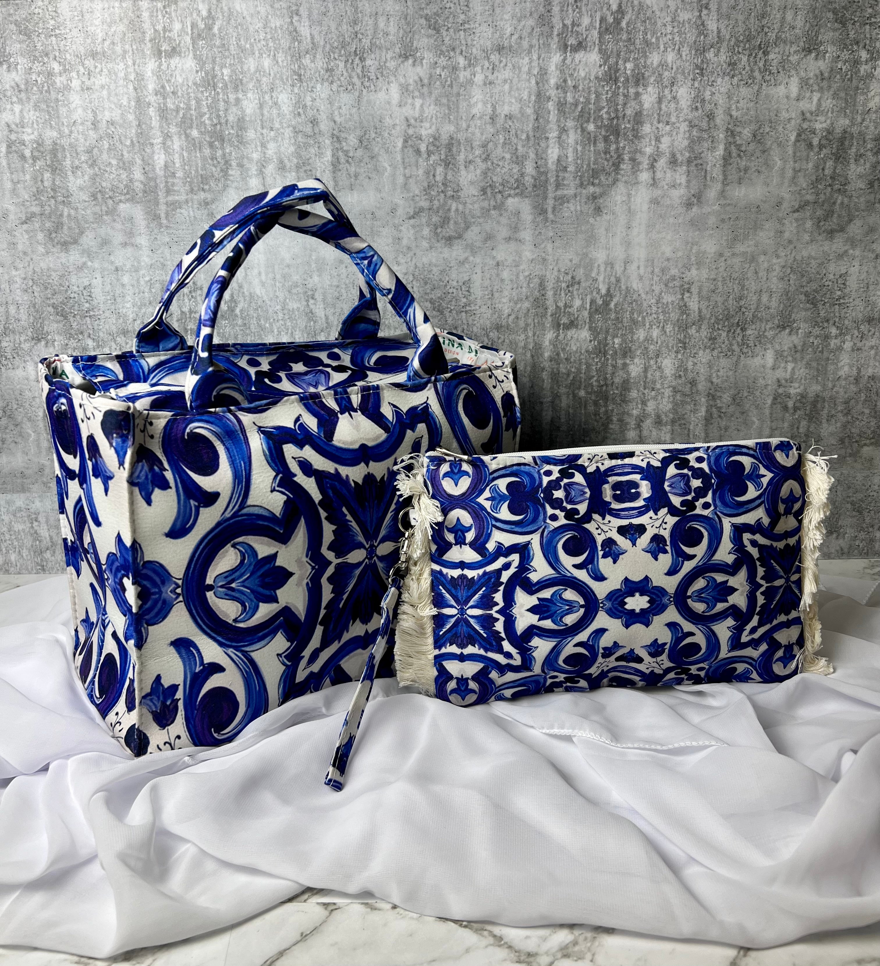 Majolica & Italian Lemon Print Travel Bag | Medium Size Bag