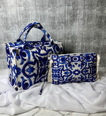 Majolica & Italian Lemon Print Travel Bag | Medium Size Bag