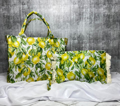 Majolica & Italian Lemon Print Travel Bag | Medium Size Bag
