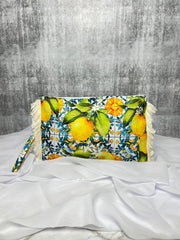 Majolica Dolce Tile Print Pouch | Lemon Italian Pouch | Sicilian Print Pouch