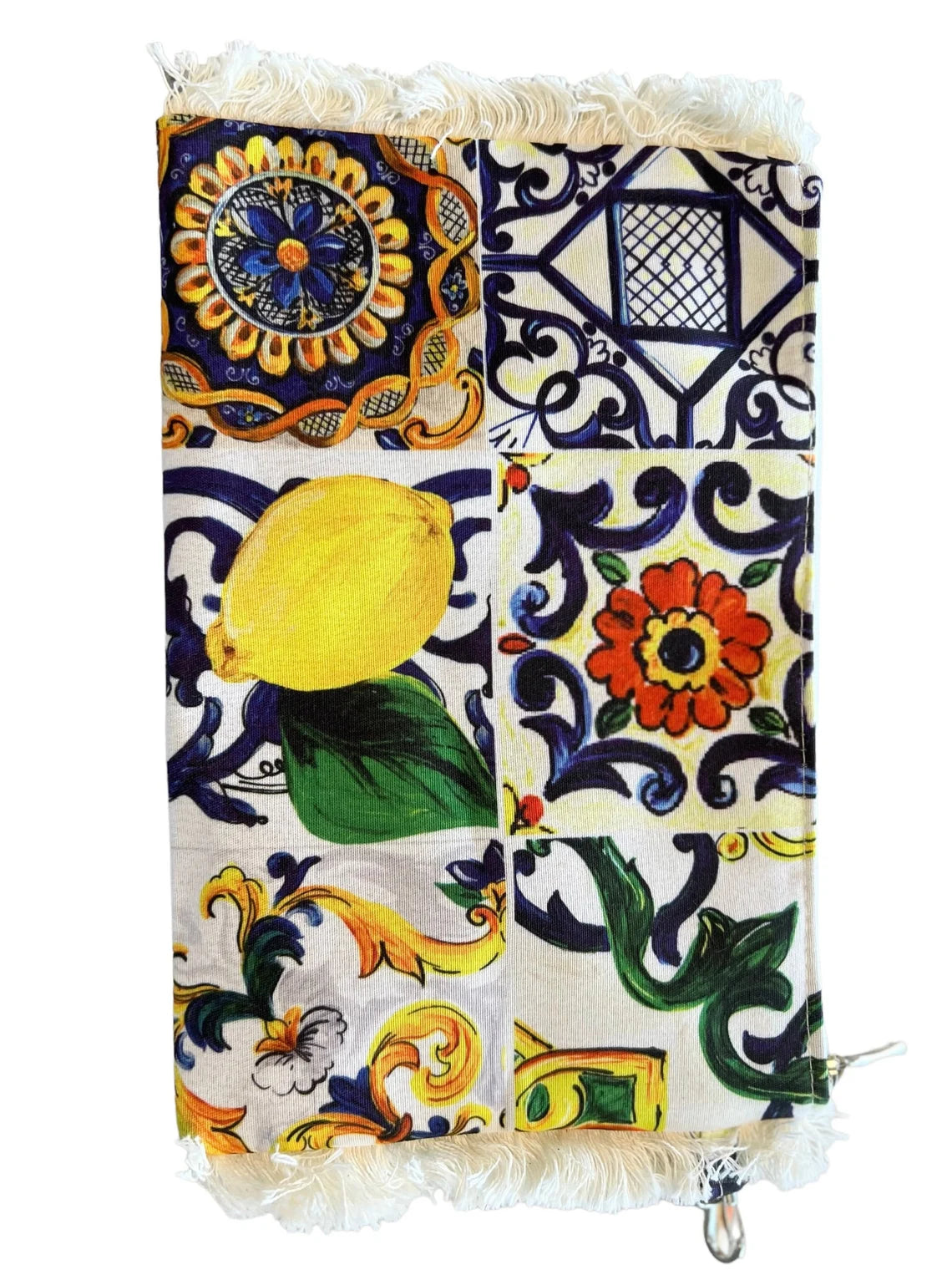 Majolica Dolce Tile Print Pouch | Lemon Italian Pouch | Sicilian Print Pouch