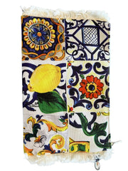 Majolica Dolce Tile Print Pouch | Lemon Italian Pouch | Sicilian Print Pouch