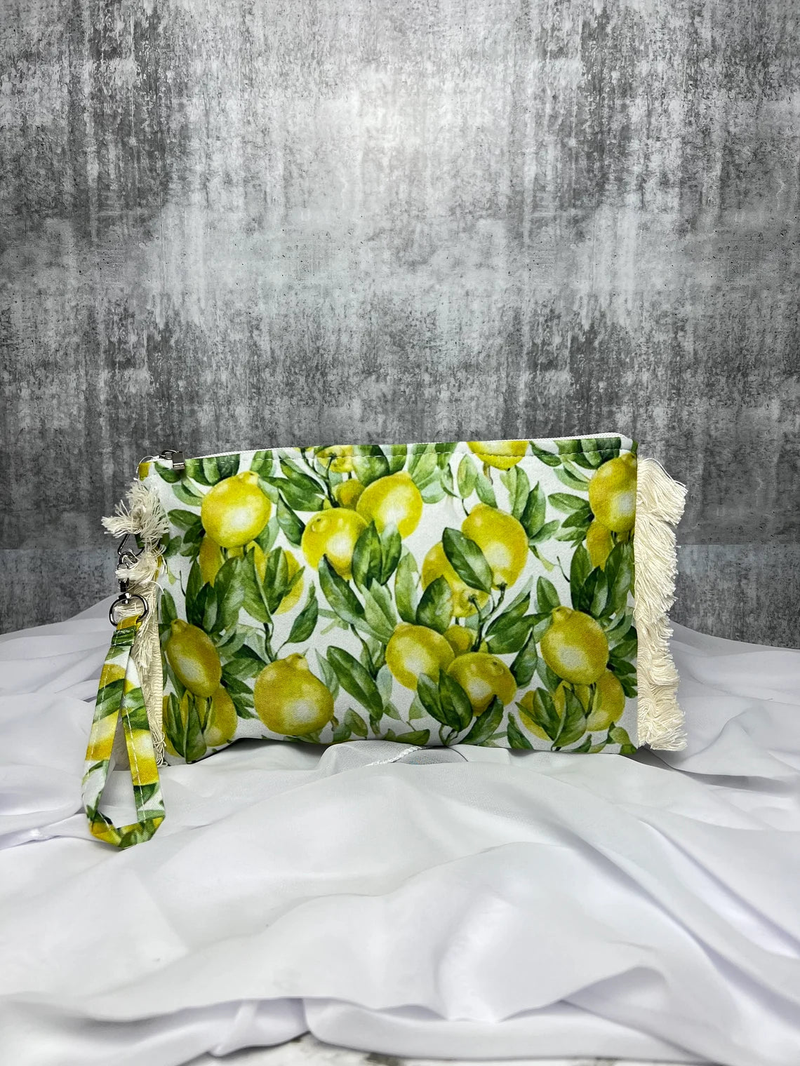 Majolica Dolce Tile Print Pouch | Lemon Italian Pouch | Sicilian Print Pouch