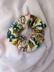 Handmade Italian Majolica Print Scrunchie