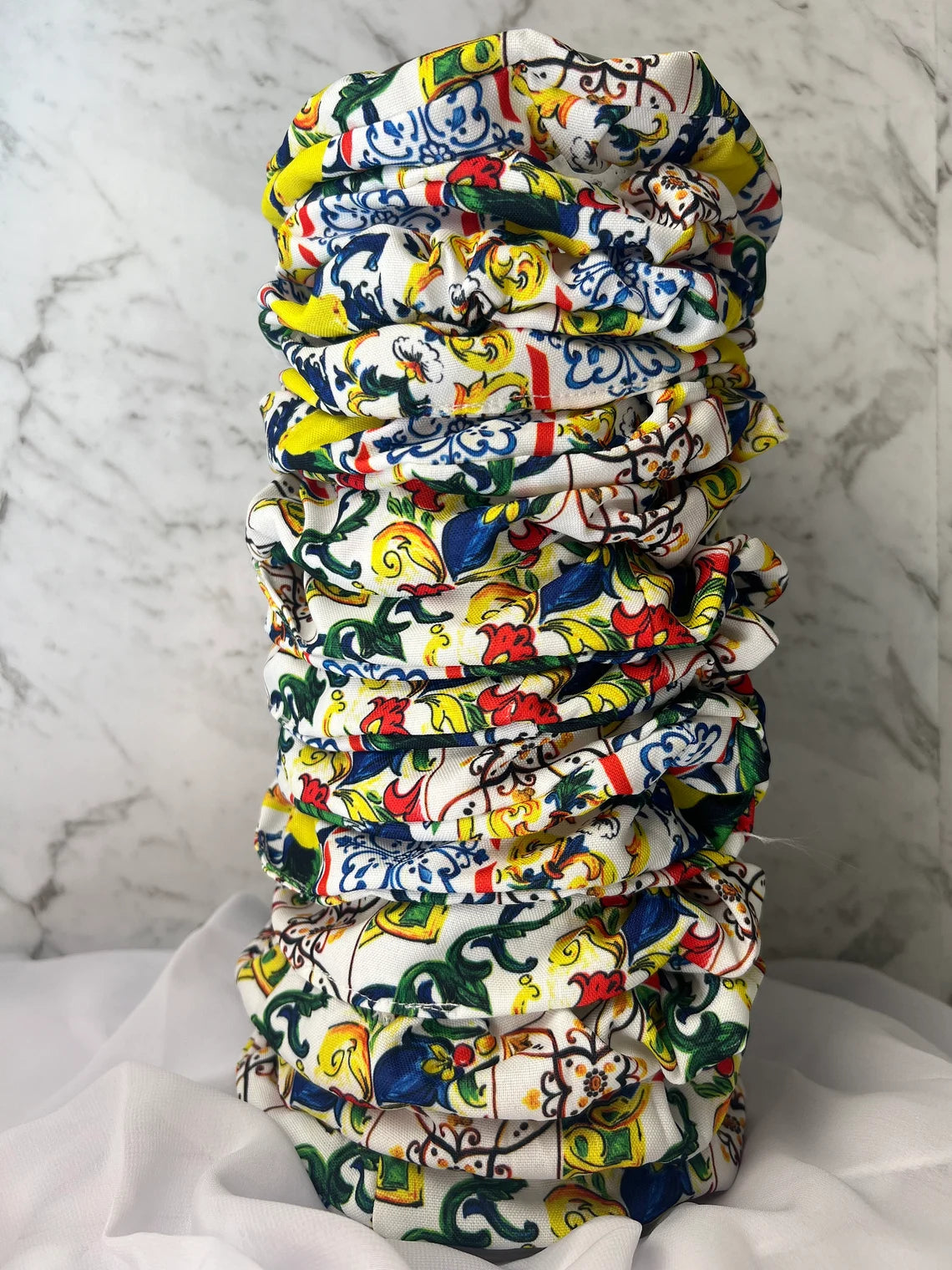 Handmade Italian Majolica Print Scrunchie